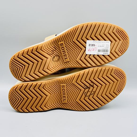 Sorel Sandals Womens 9.5 Beige Leather Dayspring Slingback Platform Wedge NEW - Picture 8 of 12